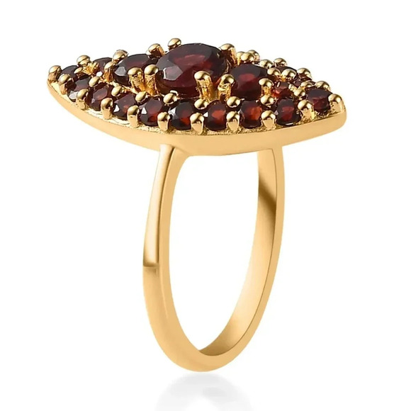 Natural Garnet Elongated Ring in Vermeil Yellow Gold Over 925 Sterling Silver - Picture 5 of 7